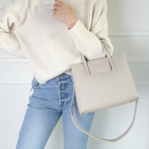 😍The Stella Genuine Leather Satchel Bag - Cream - Picture 2 of 14